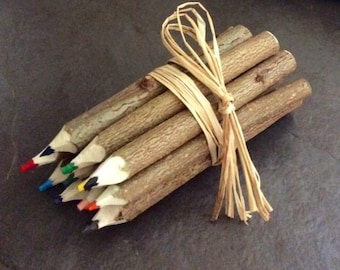 Hazel Wood Crayons. Handmade. Rustic.