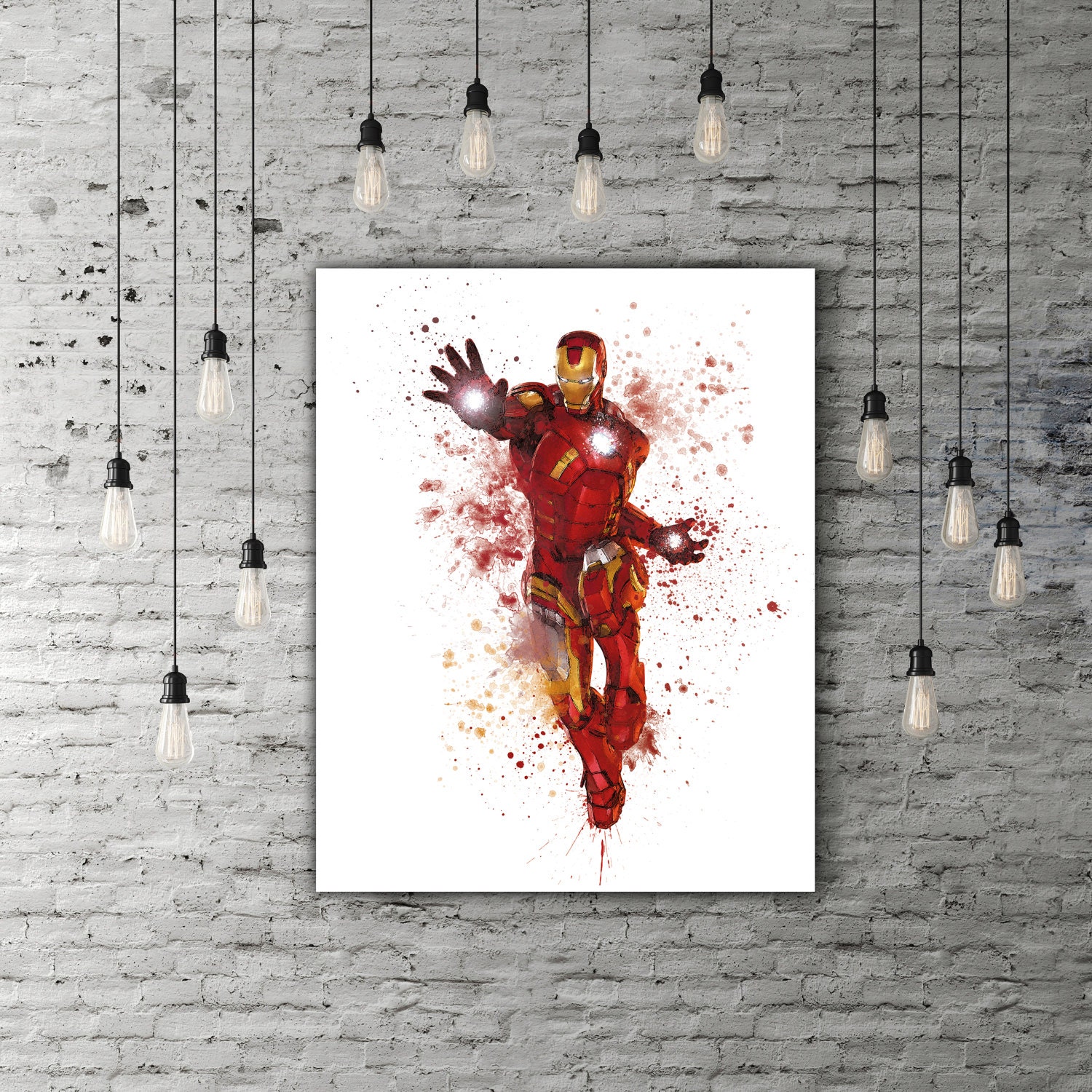 Iron Man Art Watercolor Paint Marvel Decor Avengers Poster