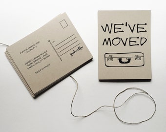 Change of Address Postcards (suitcase style) - set of 40 - Moving announcement, Recycled postcards, New address, Earthy & Economical