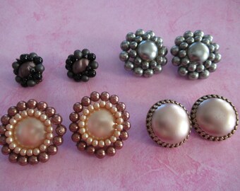 Vintage earrings, vintage earring lot , vintage pearl , vintage silver, earring lot,