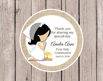 PRINTABLE First Holy Communion Favor Tags in Pink / Print
