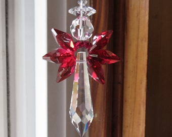 Swarovski Crystal Angel Suncatcher, Guardian Angel, Angel Suncatcher, July Birthstone, Ruby Angel For Your Home, Keira's Crystal Creations