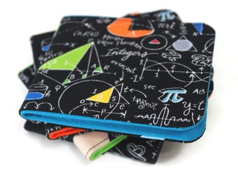 Mens Vegan Skinny Wallet / Ultra Thin Minimalist / Black Cotton / For the Math Geek