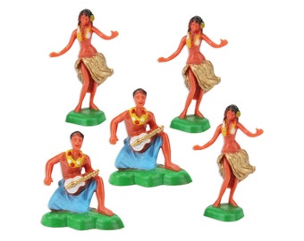 Hula Dancer Toppers - hula dancers for topping cupcake and cakes