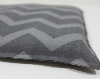 Large Square Rice Bag - 9 x 9 inches, hot or cold therapy pack, rice heating pad, foot warmer, gray chevron pattern
