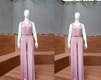 Taupe Bridesmaid Infinity Jumpsuit, Taupe Women Playsuit, Convertible Women Jumpsuit, Beach Wedding Party Rompers