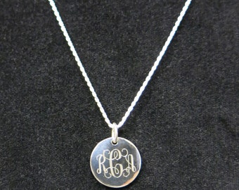 925 Sterling Silver Monogram Personalized Necklace, Choose your Favorite Chain Style
