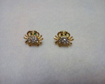 Sparkly Vintage Crab Pierced Earrings