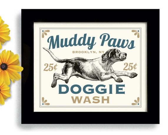 Laundry Room Decor Dog Art Dog Wash Art Sign Wall Art Print