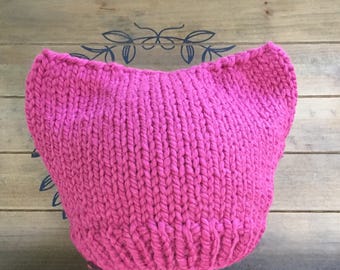 Knit Cat hat, Knit hat, Pink Pussy Hat, pink pussy project knit hat, knit hat, knit cat hat