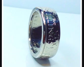 Silver Plated Two Shilling Coin Ring
