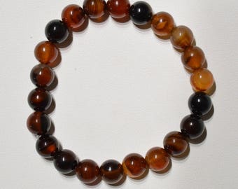 Jewelry - Bracelet banded agate bead 8 mm - Natural banded agate bead bracelet