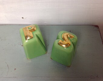 Green ceramic Salt & Pepper Shakers