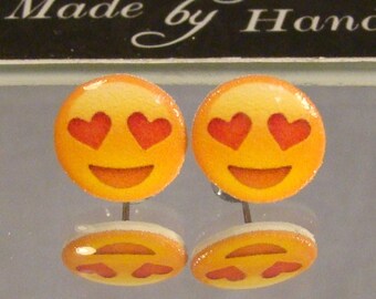 Love Emoji Stud Earrings - Surgical steel jewelry - Emoticon Jewellery