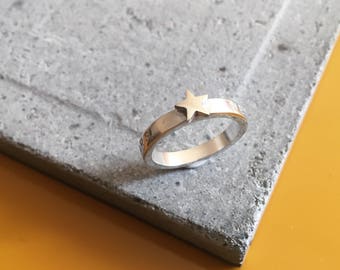 Sterling Silver Star Ring - Quote Ring - Personalised Ring