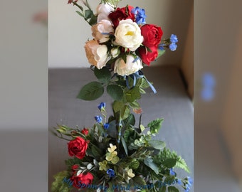 Patriotic,Desk Arrangement,Centerpiece,Memorial,Holidays,Handmade,USA,Ready To Ship,Free Shipping,My Spinning Mind Home Decor,Sale,Gift