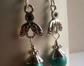 Silver And Turquoise Earrings. Turquoise Earrings. Silver Dangle Earrings. Turquoise Drop Earrings.