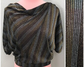 Metalic lurex disco dolman 70s top size medium