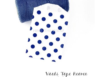 25 Polka Dot mini Bags - Navy Blue Little Bitty Bags - 2.75 x 4 inches - Treats Party Crafting