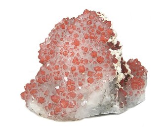 Red Quartz Crystal Cluster, Red Hematite included quartz Geology Specimen from China, Connoisseur's Choice, Gemstone, rock and mineral curio