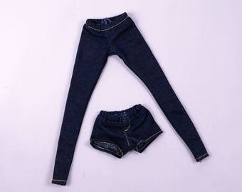 F025 Doll Clothes Denim Jeans Pants Legging Shorts For Barbie Poppy Parker Nu Face Momoko