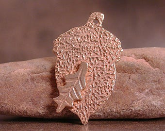 Bronze Metal Clay Pendant, Acorn Charm, Oak Leaf Bronze Pendant, Divine Spark Designs, SRA