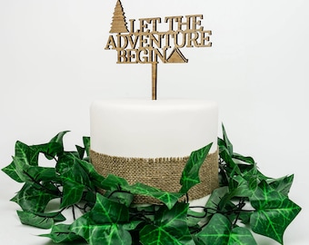 Wooden Cake Topper - Let the Adventure Begin. FREE Shipping AU