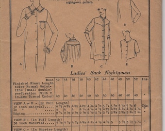 Bust 46-FACTORY FOLDED 1920's Misses' Nightgown Butterick Deltor 3200