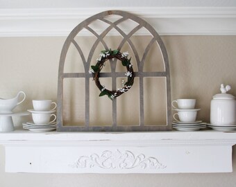 Farmhouse/ Vintage Church-Style Window/ Half Size Wood Frame