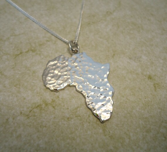 Sterling Silver Africa Pendant with Hammered finish