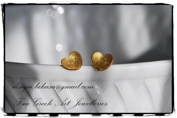 Heart Stud Earrings Sterling Silver Gold plated Jewellery for her birthday anniversary gifts Lakasa Valentine friendship woman girl mother