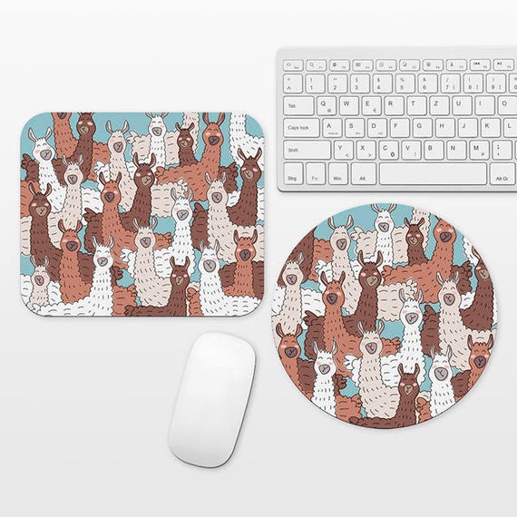 Llama Mouse Pad Unique Fun Mouse Pad Round Rectangle, Alpaca Llama Lover Gift, Desk Accessories Office Decor School Supplies, Llama Mousepad