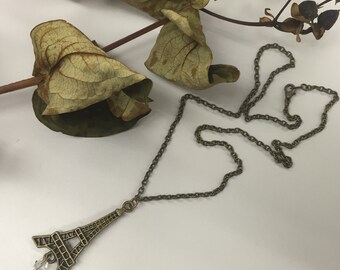 CA Paris Eiffel Tower Necklace w/Crystal