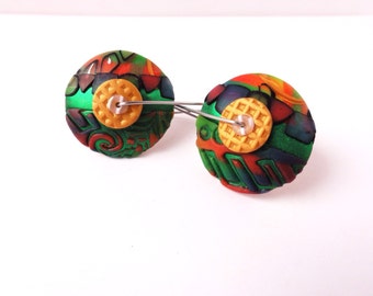 DE Green Goddess disk earrings by Marie Segal