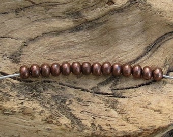 Copper Beads - Genuine Copper - Rondelles - 3.2mm Beads - Antiqued Finish - 100 Pieces