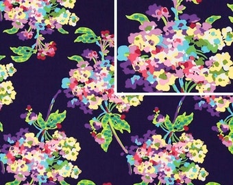 Amy Butler Fabric - Water Bouquet in Midnight - Love Collection - 100% cotton fabric by the yard - Designer quality floral print