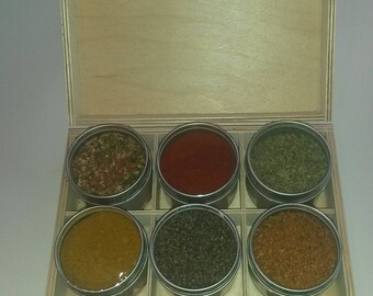 Spice set made of wood with 9 different spices