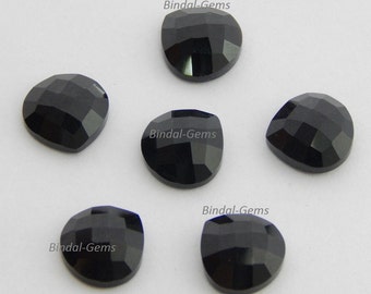 15 Pieces Rarest Wholesale Lot Black Onyx Heart Shape Checker Cut Gemstone For Jewelry