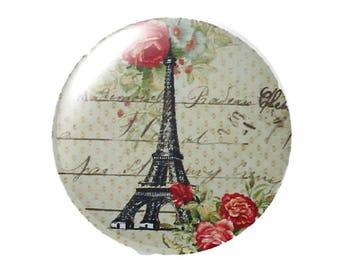 Set of 2 cabochon 18mm round glass Eiffel Tower