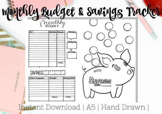 Monthly Budget Savings Tracker Bullet Journal Pages