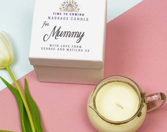 Personalised Massage Candle Gift For Her - Essential Oil Soy Massage Candle, Romantic Gift, Valentine's Day Gift, Vegan Friendly Gift