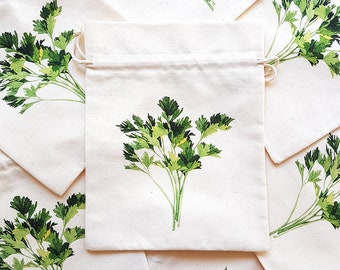Zero Waste Bags, Eco Friendly Gift Bag, Bag Organic Cotton, Grocery Bags, Herb Print