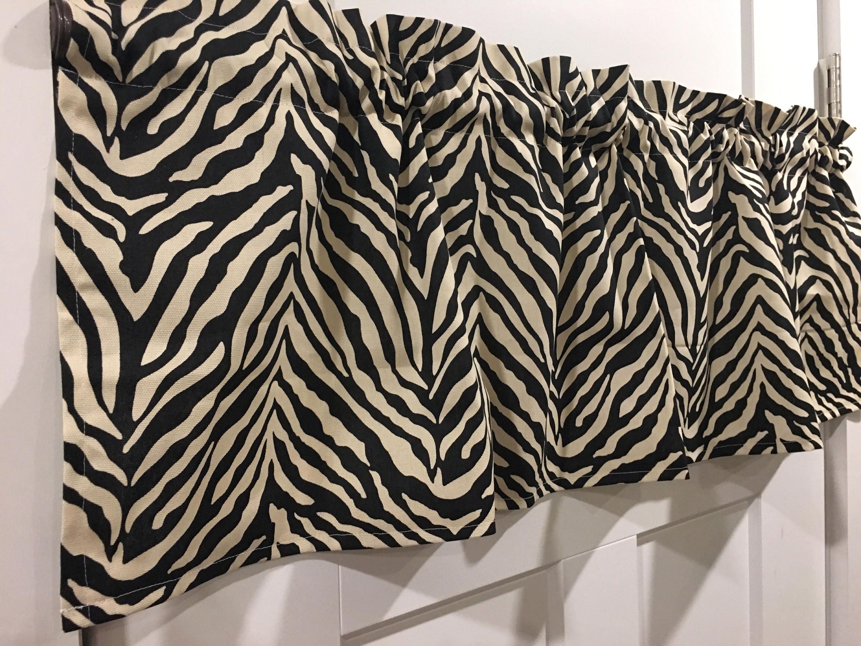 Tan And Black Zebra Animal Print 42 Wide Valance Curtain