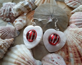 White Shell Heart Earrings