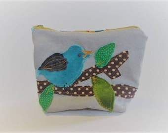Applique Bird zip pouch