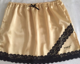 Gold & Black Satin Petticoat Half Slip Size 16