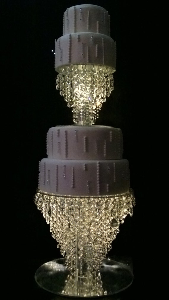 Crystal Cake Stand 2 Tier Set Chandelier Design Faux