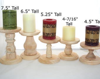 Smaller Unfinished Wooden Pillar Candlestick Holders, Candlestick Holders, Wedding Table Candlestick Holders, Rustic Candlestick Holder