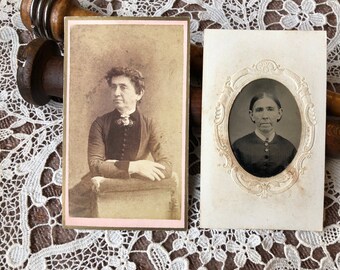 Same Woman Different Ages - CDV carte de visite Tintype antique photograph