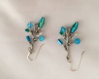 Turquoise and aqua crystal drop earrings